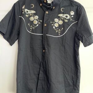 LIGHTLY USED Boozelele Shirt Dress - Mens - Large L - Black Western Skull Crow E